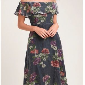 Floral Velvet Off-The-Shoulder Dress